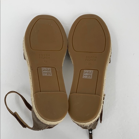 Eileen Fisher Lala Espadrille sandal shoe bronze leather ankle strap flat 8.5 - Picture 6 of 6